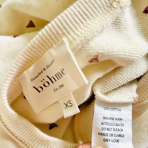 Böhme Ivory Sweatshirt – Embroidered Triangle Detail Pullover Size XS - Picture 5 of 5